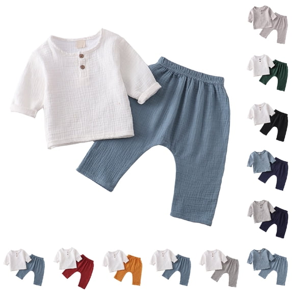 Bigetiay Boys 2 Piece Outfits Classic Breathable Crew Neck T-Shirt and Shorts Set 6-12 Months Clothes Boys
