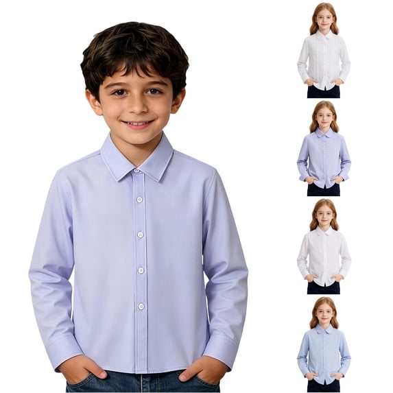 Bigetiay Boys Long Sleeve Formal Dress Shirt for School Performance Stage Show Autumn Casual Top, Size 11-12 Years