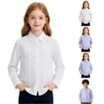 thumbnail image 1 of Bigetiay Boys Long Sleeve White Dress Shirt for School Performance Daily Wear Classic Button Up Top, Size 5-6 Years, 1 of 5