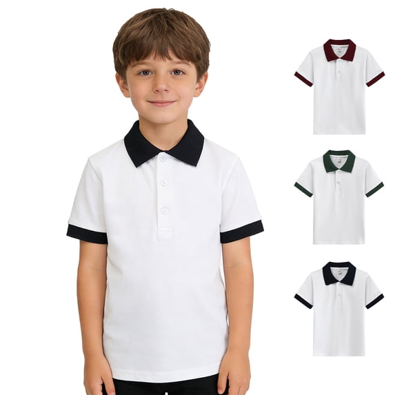 Bigetiay Boys Polo Shirts Summer Classic Short Sleeve School Uniform Shirt Casual Shirts for Toddler Kids 4-5 Years