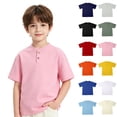 thumbnail image 1 of Bigetiay Boys Short Sleeve Shirt for School Henry Collar Shirts Comfortable Tops Casual Summer Tee 7-8 Years, 1 of 9