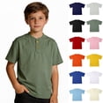 thumbnail image 1 of Bigetiay Boys Short Sleeve Shirt for School Henry Collar Shirts Comfortable Tops Casual Summer Tee 7-8 Years, 1 of 8