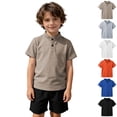 thumbnail image 1 of Bigetiay Boys Short Sleeve Shirt with Stand Collar Summer Casual Comfortable Athletic Top for Kids and Toddlers 6-7 Years, 1 of 7