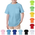 thumbnail image 1 of Bigetiay Boys Short Sleeve T Shirt with Pocket Breathable Athletic Unisex Toddler Children Crew Neck Tee Summer Top 4-5 Years, 1 of 4