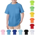 thumbnail image 1 of Bigetiay Boys Short Sleeve T Shirt with Pocket Breathable Athletic Unisex Toddler Children Crew Neck Tee Summer Top 6-7 Years, 1 of 4