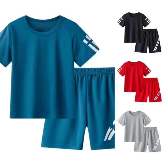Bigetiay Boys Summer Clothes 2 Piece Classic Athletic Performance Short Sleeve T-Shirt with Short Outfits 3-4 Years Clothes for Boys
