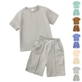 thumbnail image 1 of Bigetiay Boys Summer Clothes 2 Piece Fashion Athletic Performance Crew Neck T-Shirt and Shorts Set 6-7 Yearsboys Outfits, 1 of 9