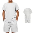 thumbnail image 1 of Bigetiay Boys Summer Clothes Fashion Athletic Performance Short Sleeve Shirt with Shorts Outfits 10-11 Years Clothes for Boys, 1 of 9