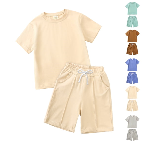 Bigetiay Boys Summer Clothes Fashion Athletic Tracksuit Crew Neck T-Shirt and Shorts Set Boys 2-3 Years Clothes