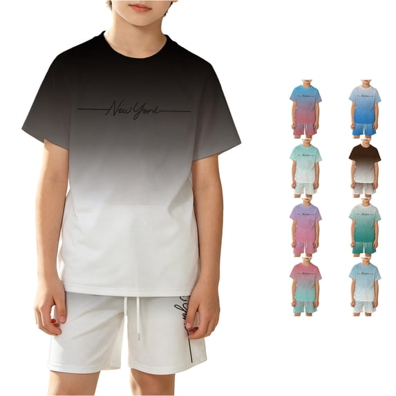 Bigetiay Boys Summer Outfits Casual Athletic Tracksuit Short Sleeve T-Shirt with Short Outfits 11-12 Years Clothes Boys