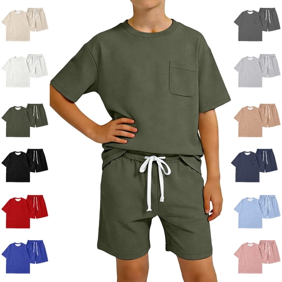 Bigetiay Boys Summer Outfits Fashion Crew Neck T-Shirt and Shorts Set 1-2 Years Boys Clothes