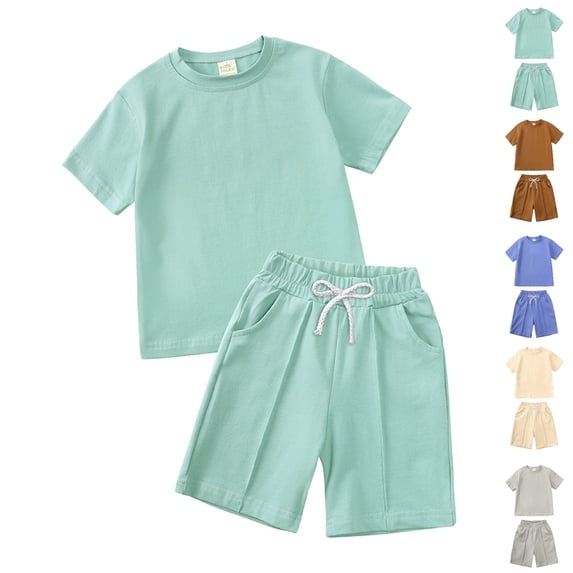 Bigetiay Boys Summer Outfits Fashion Ligthweight Short Sleeve Shirt with Shorts Outfits Boys Clothes 1-2 Years