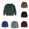 thumbnail image 1 of Bigetiay Boys V Neck Long Sleeve Button Down Solid Knit Cardigan Sweater for Toddler Kids 2 10 Years, Size 3-4 Years, 1 of 3