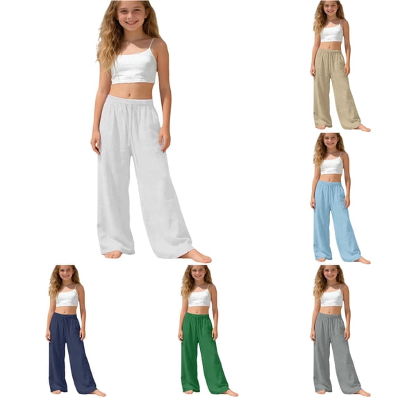 Bigetiay Casual Pants For Girls With Elastic Waist Comfortable Soft Everyday Wear Modern Design, Size 4-5 Years