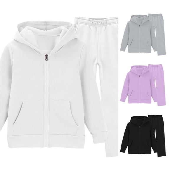 Bigetiay Girls Athletic Jogger Set 2 Piece Suit Hoodie Sweatpants Matching Comfort Casual Outfit Kids, Size 7-8 Years