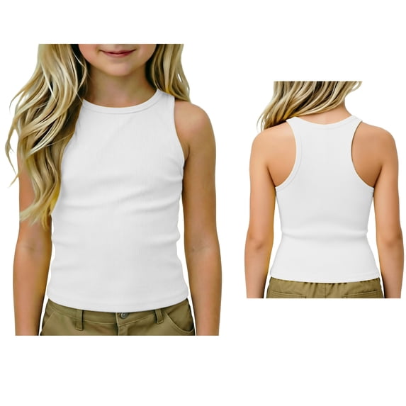 Bigetiay Girls Athletic Racerback Tank Tops Sleeveless Undershirts for Kids Dance Workout Yoga Casual Wear 11-12 Years