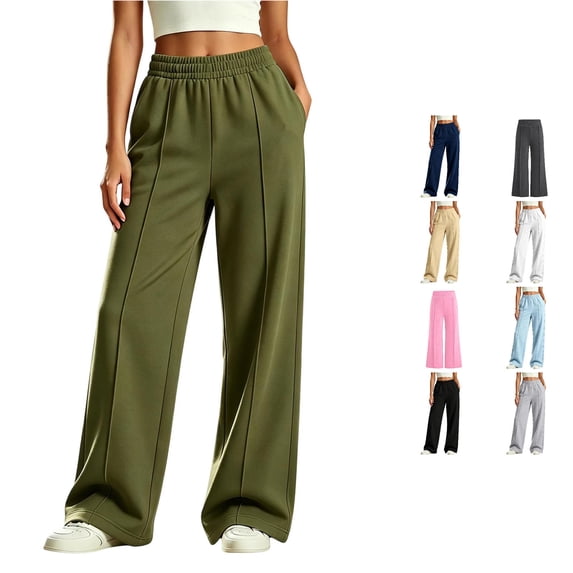 Bigetiay Girls Baggy Wide Leg Sweatpants Elastic Waist Joggers Preppy Fashion Kids Casual Trousers Outdoor Wear for 5-16 Years, Size 9-10 Years