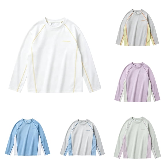Bigetiay Girls Boys Fall Clothes Kids Crew Neck Long Sleeve Shirts Breathable Lightweight Basic Tee for Casual, Size 8-9 Years