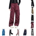 thumbnail image 1 of Bigetiay Girls Cargo Pants Straight Leg Casual Trousers Fashion Bottoms Kids , Size 11-12 Years, 1 of 7