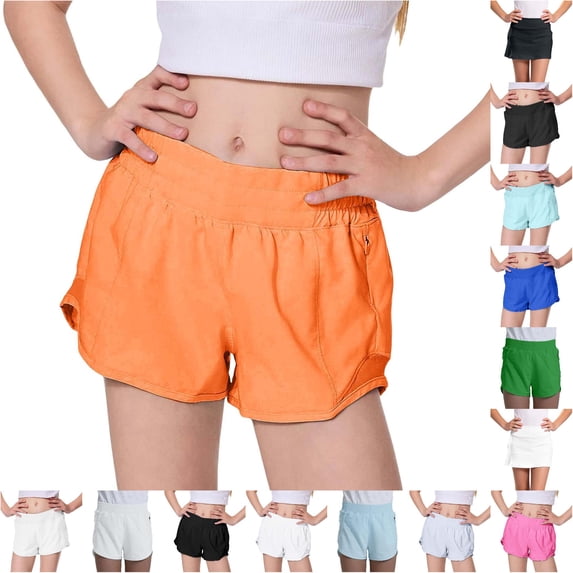 Bigetiay Girls Casual Running Shorts Loose Breathable Yoga High Waist Workout Shorts for Kids Sports Fitness Leisure, Size 7-8 Years