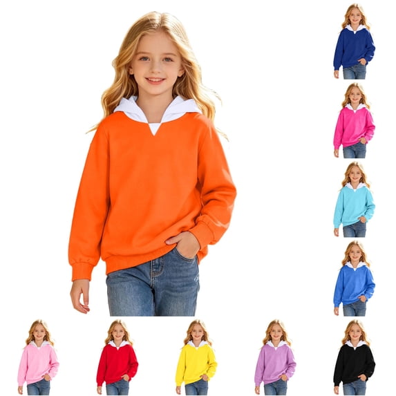 Bigetiay Girls Contrast Stitching Pullover Hoodie Long Sleeve Warm Fall Clothes 14-15 Years