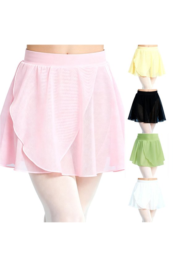 Girls Dance Practice Skirt Ballet Tutu with Elastic Waist Soft Mesh Layered Performance Skirt for Ballet Training And Recital, Size 4-5 Years