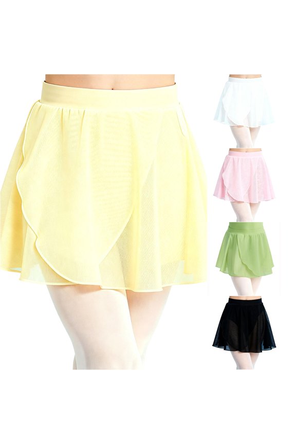 Girls Dance Practice Skirt Ballet Tutu with Elastic Waist Soft Mesh Layered Performance Skirt for Ballet Training And Recital, Size 4-5 Years