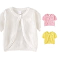 thumbnail image 1 of Bigetiay Girls Knit Cardigan Short Sleeve Summer Shirt Lightweight Open Front Top for Toddler Baby Kids, Size 3-4 Years, 1 of 7