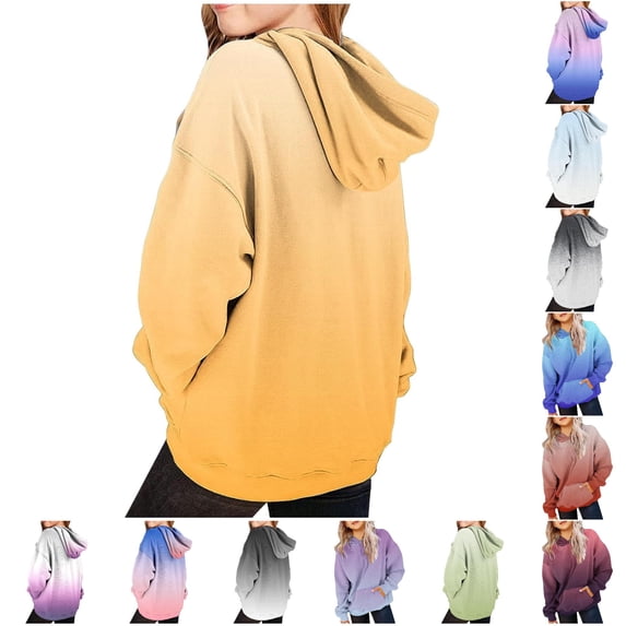 Bigetiay Girls Oversized Gradient Pullover Hoodie Long Sleeve Warm Winter Casual Sweatshirt for Fall Winter 7-8 Years