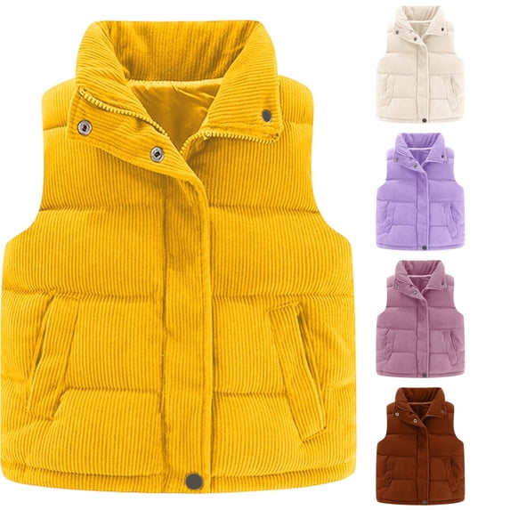 Bigetiay Girls Quilted Vest Winter Warm Padded Sleeveless Jacket Outerwear for Toddlers Kids Cozy Soft Windproof Cold Weather Fashion Apparel, Size 5-6 Years