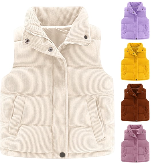 Bigetiay Girls Quilted Vest Winter Warm Padded Sleeveless Jacket Outerwear for Toddlers Kids Cozy Soft Windproof Cold Weather Fashion Apparel, Size 9-10 Years