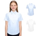 thumbnail image 1 of Bigetiay Girls School Uniform Shirts Short Sleeve Button Down Shirts for Formal Occasion 13 Years, 1 of 3