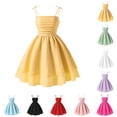 thumbnail image 1 of Bigetiay Girls Sleeveless Spaghetti Strap Yellow Dress For Girls Layered Ruffled Smocked Summer Dresses, Size 8Y-16Y, 1 of 6