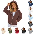thumbnail image 1 of Bigetiay Girls Solid Color Zip Up Hoodie Lightweight Soft Blend Casual Jacket 8-9 Years, 1 of 4
