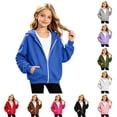 thumbnail image 1 of Bigetiay Girls Solid Color Zip Up Hoodie with Front Pocket Lined Casual Outerwear 6-7 Years, 1 of 5