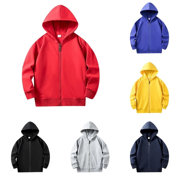 Bigetiay Girls Solid Color Zipper Hoodie Long Sleeve Sweatshirt with Front Pocket 4-5 Years