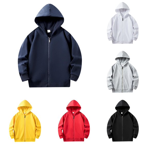 Bigetiay Girls Solid Color Zipper Hoodie Long Sleeve Sweatshirt with Front Pocket 5-6 Years
