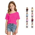 thumbnail image 1 of Bigetiay Girls Solid Slim Shoulder Tee Casual Everyday Top Lightweight Knit Breathable Easy Care Effortless Style for Kids Spring Summer, Size 8-9 Years, 1 of 5