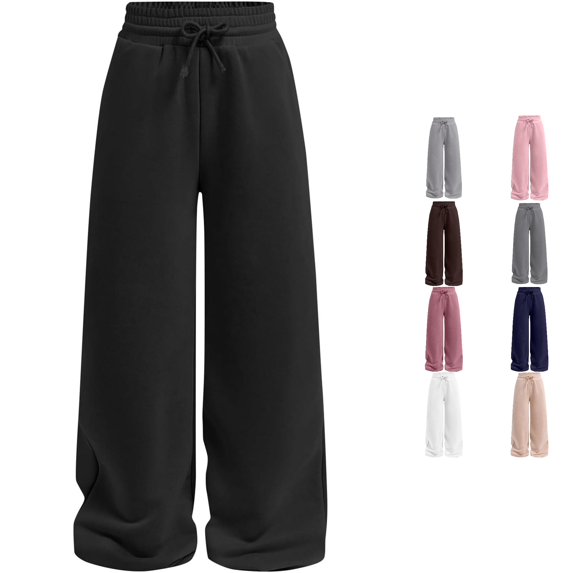Bigetiay Girls Straight Leg Sweatpants Elastic Waistband Comfortable Casual Trousers, Size 11-12 Years