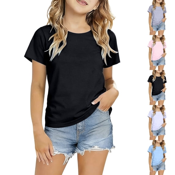 Bigetiay Girls Top Breathable Lightweight Summer Quick Dry Basic Tee for Big Kids and Tweens Casual Outdoor Wear 7-8 Years
