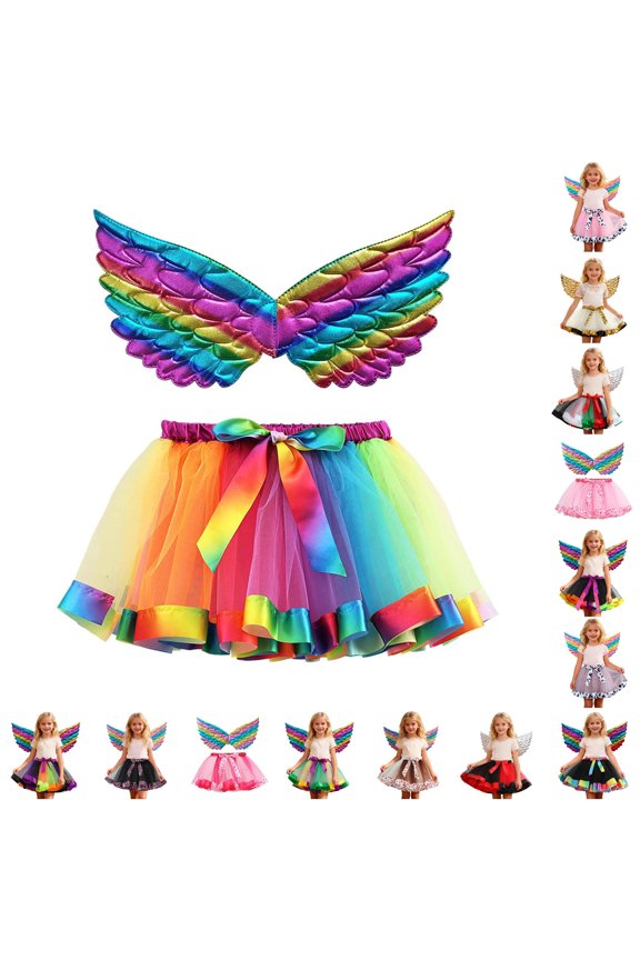 Girls Tutu Skirt with Detachable Train, Halloween Dance Fairy Costume, Size 2-4 Years
