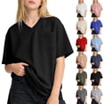 thumbnail image 1 of Bigetiay Girls V Neck Short Sleeve Pocket Tees Kids Basic Shirts Casual Athletic Tops Outfits 3-4 Years, 1 of 5