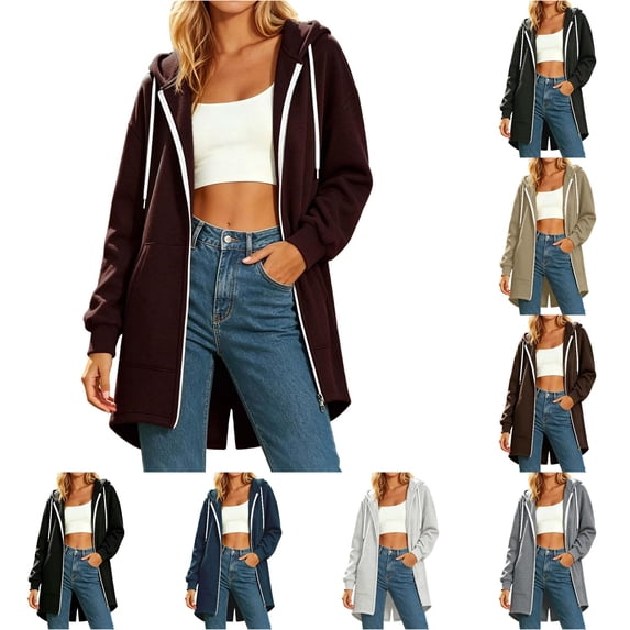 Bigetiay Hoodies for Women Solid Zip up Hoodie for - Casual Everyday Wear with Cozy Lined Interior Pure Color Sportswear Hooded Sweatshirt Women Hoodie Women, Size XL