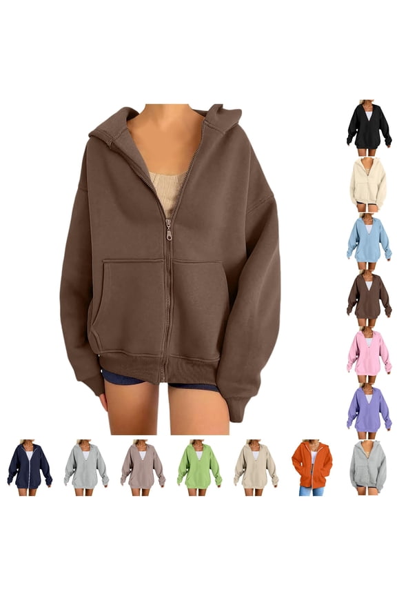Hoodies for Women Zip up Hoodies for Women Sweatshirts for Women Vintage Hoodie Trendy Sweatshirts Preppy Clothes Women's Sweatshirts Brown Hoodie Women, Size S