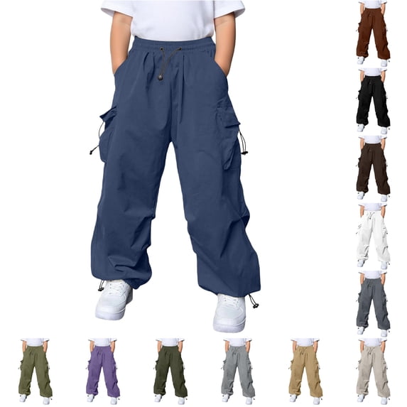Bigetiay Kids Cargo Pants with Multiple Pockets Comfortable Casual Trousers for Boys And Girls Outdoor Play And Daily Wear, Size 11-12 Years