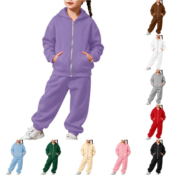 Bigetiay Kids Casual Hoodie Sweatshirt for Girls with Relaxed Fit Cozy 2 Piece Outfit Everyday And School Days, Size 7-8 Years
