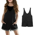 thumbnail image 1 of Bigetiay Kids Girls Casual Sleeveless Jumpsuits Comfortable Black Suspenders with Pockets for Daily Wear Girls Clothing Size 8-9 Years, 1 of 8