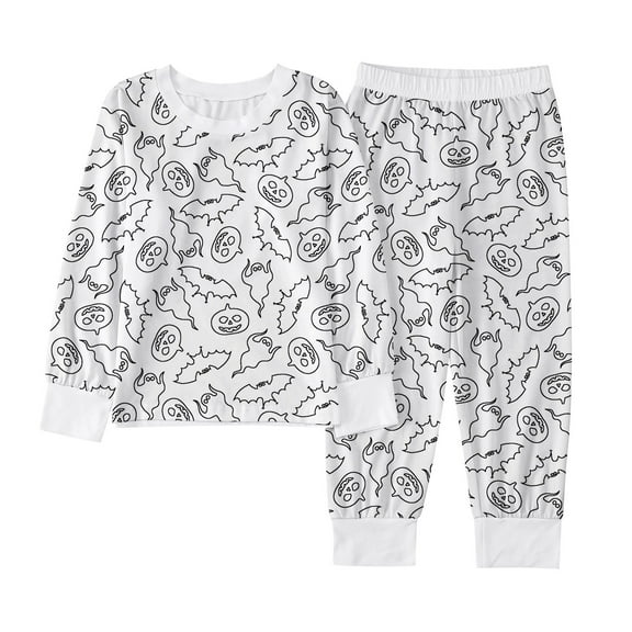 Bigetiay Kids Girls Halloween Pajamas Set Color Your Own Long Sleeve 2 Piece Pajamas Set for Boys and Girls Kids Sleepwear Can Play with and Wear