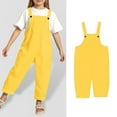 thumbnail image 1 of Bigetiay Kids Girls Jumpsuits Overalls Comfortable Yellow Overalls with Side Pockets Spring Fall Romper Girls Summer Outfits Size 9-10 Years, 1 of 5