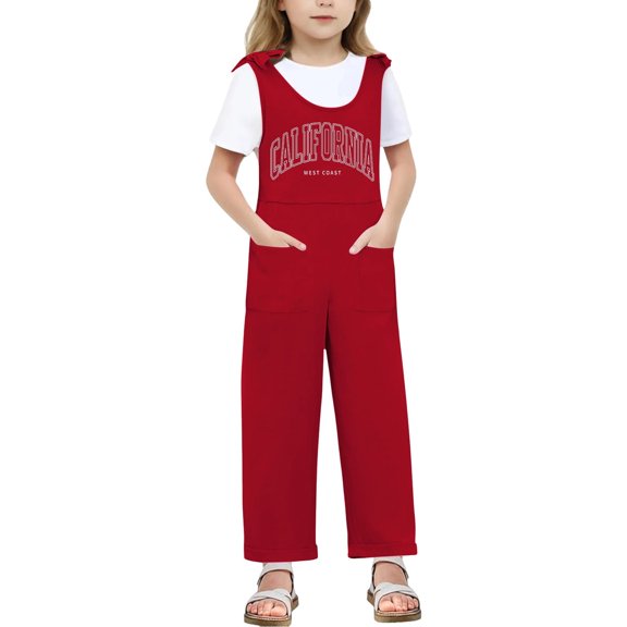 Bigetiay Kids Girls Jumpsuits Rompers Back to School Romper Letter Graphic Rompers with Pockets Spring Summer Romper Cute Outfits for Girls 7-8 Years